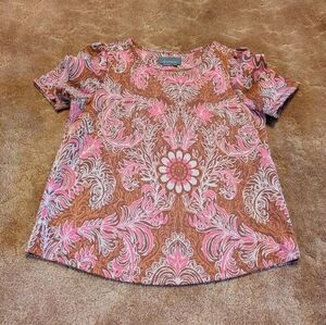 Anthropologie Metallic Brown And Pink Shirt - Size S